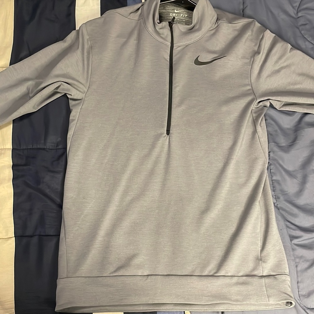 Nike Gray 1/4 Zip Dry Fit Long-Sleeve Activewear